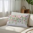 thumbnail image 6 of Spring Pink Flower Throw Pillow Covers Eucalyptus Leaf Wildflower Wood Grain Decorative Lumbar Pillow Cover Rectangle Cushion Case for Sofa Couch Bed Living Room Bedroom 24 X 36 Inches, 6 of 9