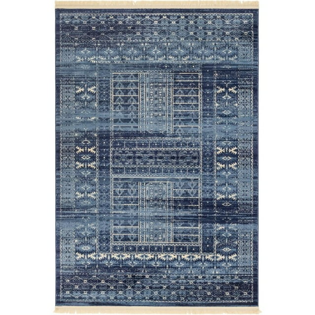 Unique Loom Quartier Rustique Zone Frontalière Tapis 6' x 9' Rectangle Bleu/bleu Marine