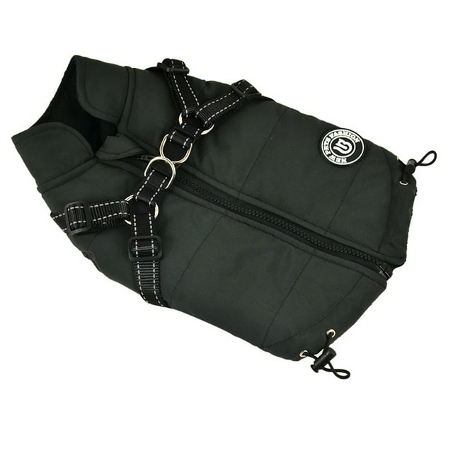 Dog Coat with Harness, Winter Pet Coat, Waterproof Fleece Dog Jacket