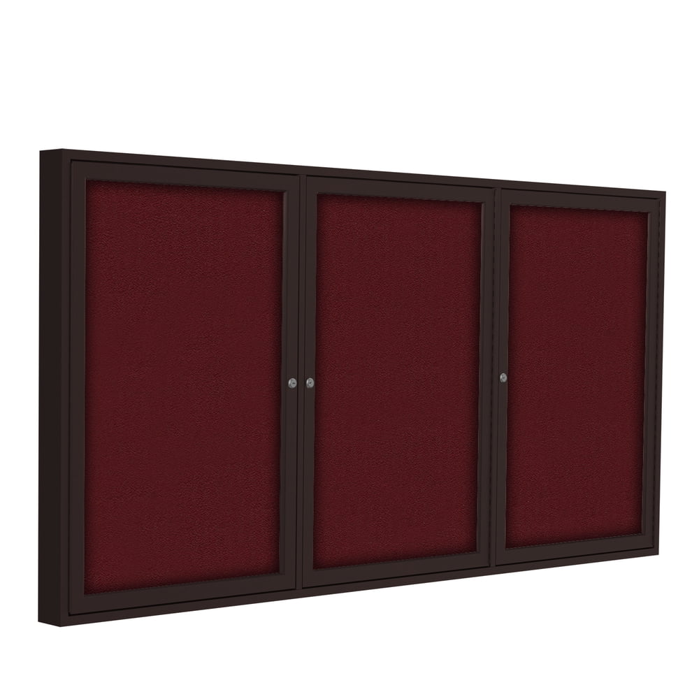PB34896F92 Ghent 3 Door Enclosed Fabric Bulletin Boards with Bronze