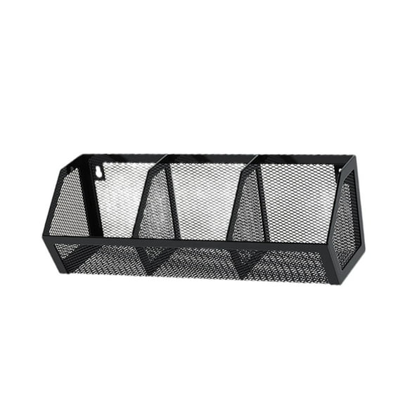 CoudarTitie Hanging Wall Basket Spice Rack Wall Mount Stylish Space Saving Kitchen Organizer Black 3 Grid