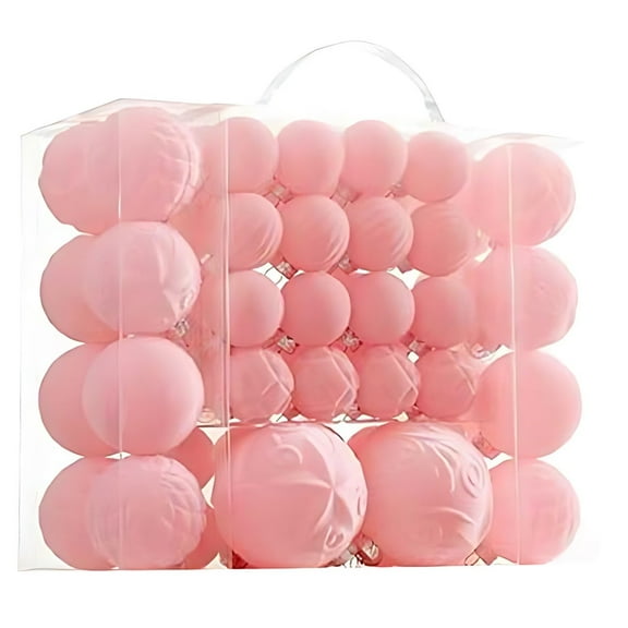 PuSpu 46 Pcs Velvet Christmas Balls Flocked Christmas Tree Ornaments Plastic Balls Xmas Decorative Hanging Ornaments Christmas Tree Ornaments