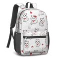 thumbnail image 2 of White Cat and Heart White Pattern 17" Waterproof Oxford School Backpacks for Teens, S-Shape Padded Straps, for School, Travel, Hiking, Camping, 2 of 5