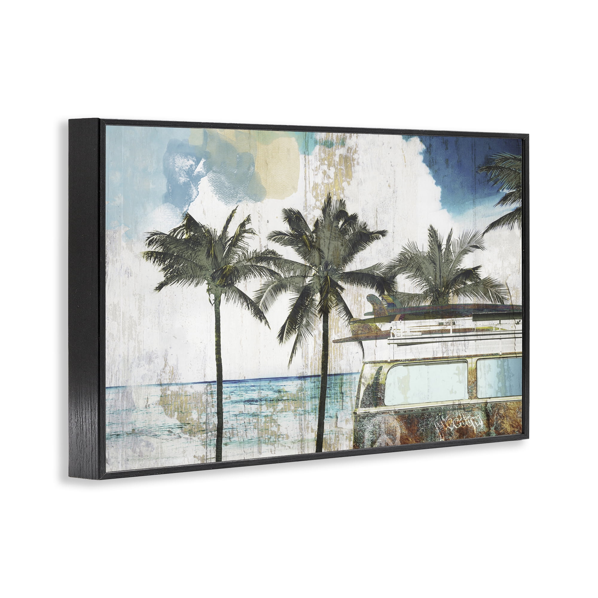 Beach Day Retro Vacation Black Framed Giclee Art, design by Sasha