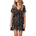 thumbnail image 2 of Women's Dress Personalized Printing Drees Knee-length Short Sleeve Draped Dress, 2 of 5