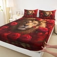 thumbnail image 3 of Feelyou 3D Wildlife Lion Full Size Sheets, Red Rose Flower Bed Sheets, Couple Lover Men Women Sheet Sets, Lightweight Room Decor, 4 Pieces, 3 of 7
