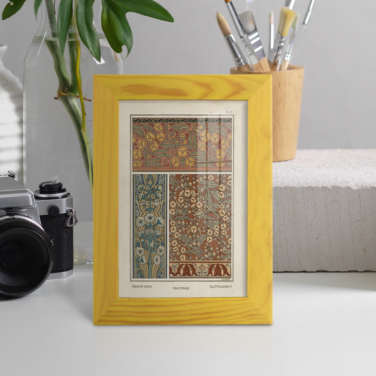 Nouveau Decorative II - Framed Print w/glass - Sunflower Yellow