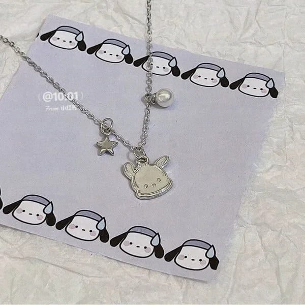 Sanrio Pochacco-collar de campana de dibujos animados para mujer, joyería bonita para regalo de novia, dulce, estudiante, envío gratis, nuevo