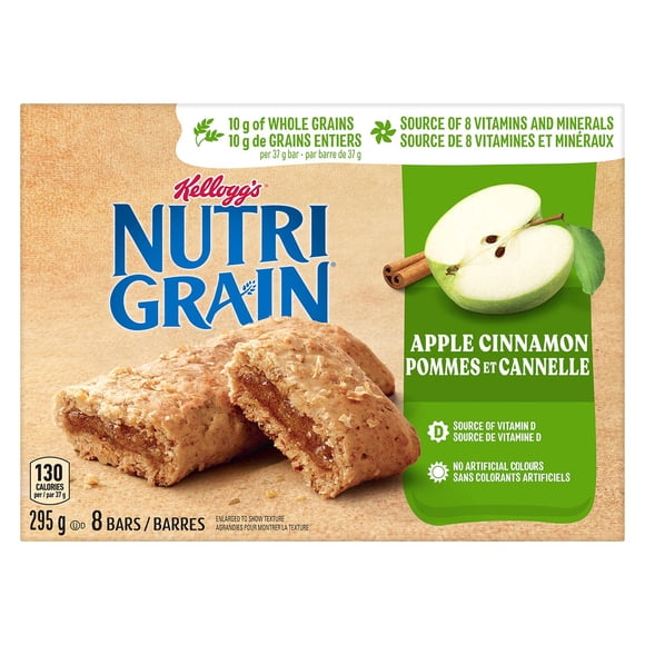 Barres de céréales Kellogg's Nutri-Grain Pommes et cannelle, 295 g (8 barres)