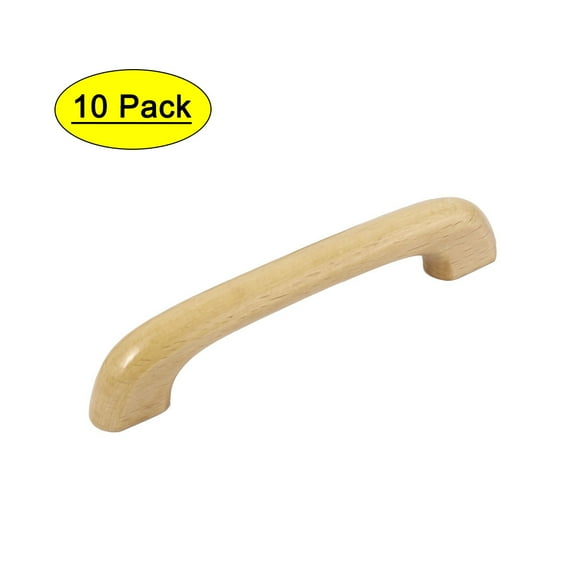 Cupboard Door Drawer Hardware Wood Pull Handles Beige 3.5mm Thread Hole 10Pcs