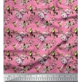 thumbnail image 1 of Soimoi Silk Fabric Hummingbird,Leaves & Rose Floral Printed Fabric 1 Yard 42 Inch Wide, 1 of 3