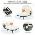 thumbnail image 4 of LoLado 74.8" L Patio Daybed, Outdoor Rattan PE Wicker Back Loveseat Sofa Set with Throw Pillows, Retractable Canopy and Cushions for Backyard, Poolside, Garden, Beige, 4 of 10