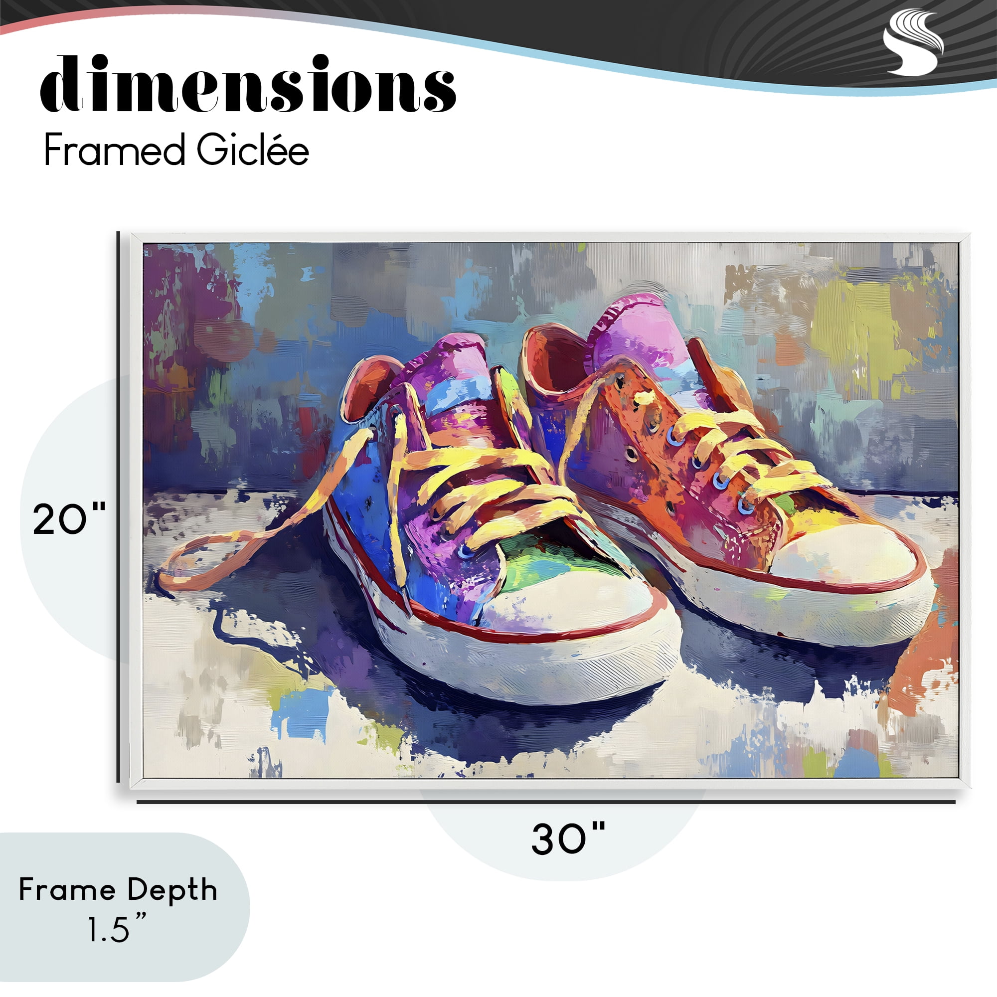 Stupell Industries Colorful Low Top Sneakers White Framed Giclee Art, design by Creative Studio