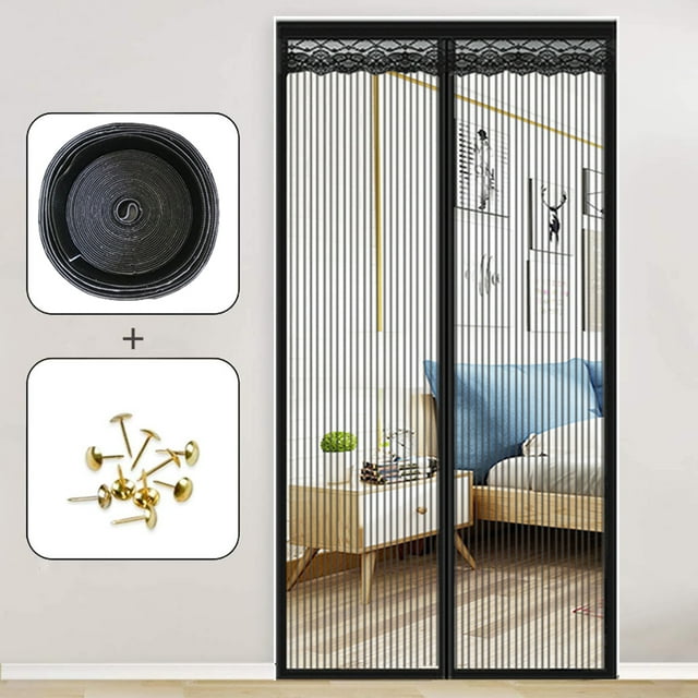 Mesh Screen with Magnetic Closure - Heavy Duty Magic Door Screen Closure with Magnets for Sliding, Patio, French, Front and Back Door, Kid and Pet Friendly, Easy Install