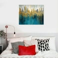 thumbnail image 4 of GOSMITH  Teal Abstract Cityscape Canvas Wall Art Modern Skyline Gold Painting Blue Grey Textured Picture Turquoise Artwork Framed for Living Room Bedroom Bathroom Home Office Wall Decor, 4 of 4