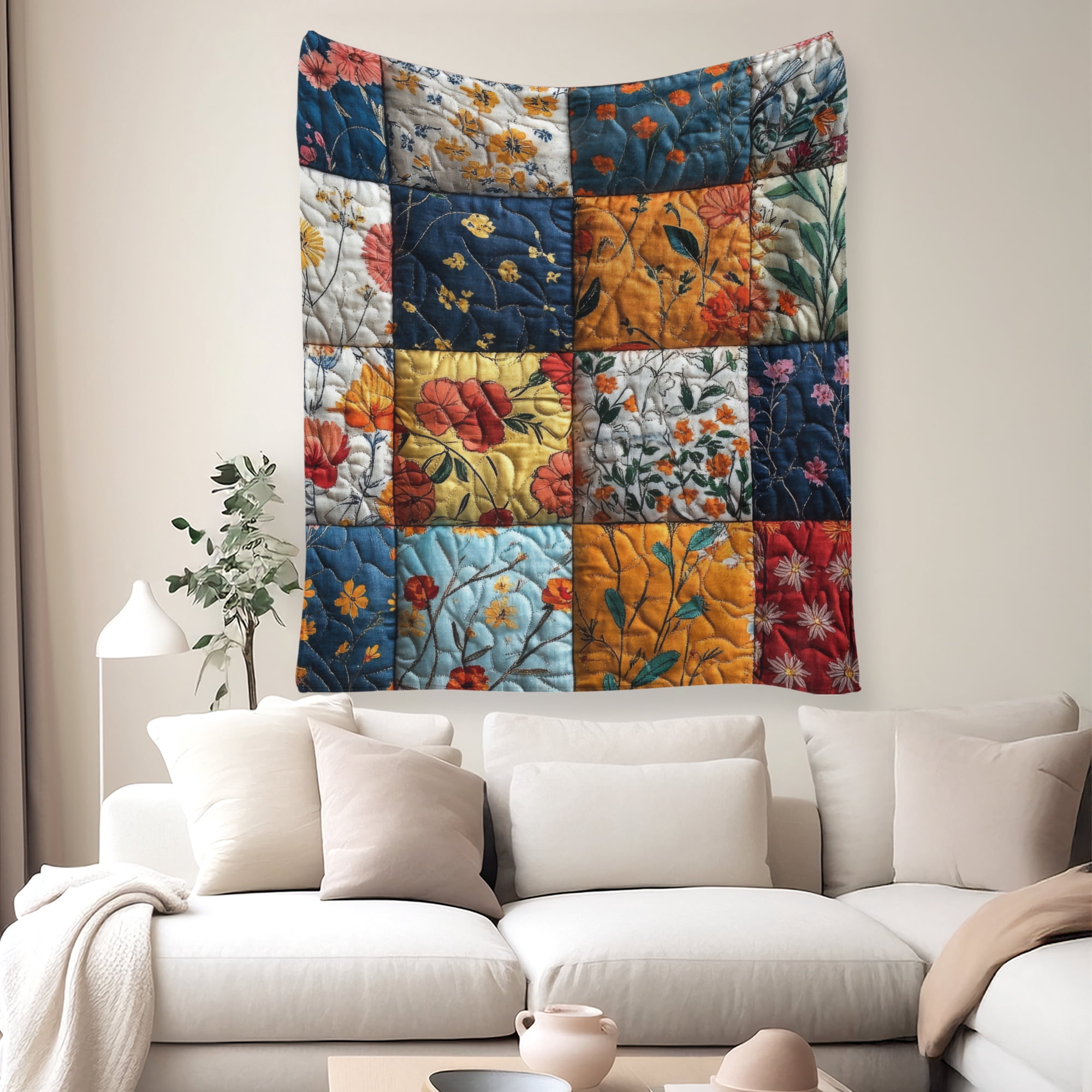 Flannel Fleece Throw Blanket, Soft Large Throw Blanket, Lightweight Cozy Plush Throw Blanket Fit Sofa Bed, 50"x60", Patchwork Floral Pattern