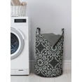 thumbnail image 3 of Black and White Laundry Bag, Abstract Monochrome Composition with Flowers and Foliage Leaves Pattern, Basket with Handles Drawstring Closure for Laundromats, 13" x 19", Black White, by Ambesonne, 3 of 4