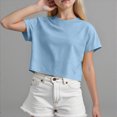 thumbnail image 2 of kpoplk Girl's Summer Cute Graphic Shirts Casual Short Sleeve Crewneck Tees Baggy Tops(Sky Blue,18-24 M), 2 of 5