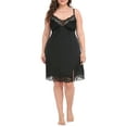 thumbnail image 6 of HDE Women's Plus Size Nightgown V Neck Satin Lace Chemise Black 1X, 6 of 6