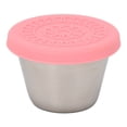 thumbnail image 1 of Mini recipiente de acero inoxidable para salsas con tapa de silicona sellada para salón de belleza, cocina, 70 ml, color rosa., 1 of 14