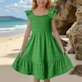 thumbnail image 2 of Bxsruta Square NeckSleeve Sundress, Smocked Bodice with Adjustable Straps, Flowy A-Line Skirt, 2 of 8