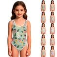 thumbnail image 2 of CCRFTGI Swimsuit for Kids Girls Size 7 Summer Cute One Piece Bathing Suit Beach Floral Print High Cut Girls Fashion Bathing Suit Light pink 9-10 Years, 2 of 7