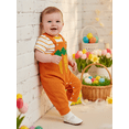thumbnail image 3 of Gzhioc Infant Baby Boys Easter Summer Outfit 0 3 6 12 18 Months Short Sleeve Striped Romper with Bunny/Carrot Print Overall Pants Outfit, 3 of 9