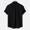 thumbnail image 4 of Lenago Mens Button Down Shirt Solid Short Sleeve Beach Shirt Patchwork Summer Casual Button Stand Collar, 4 of 4