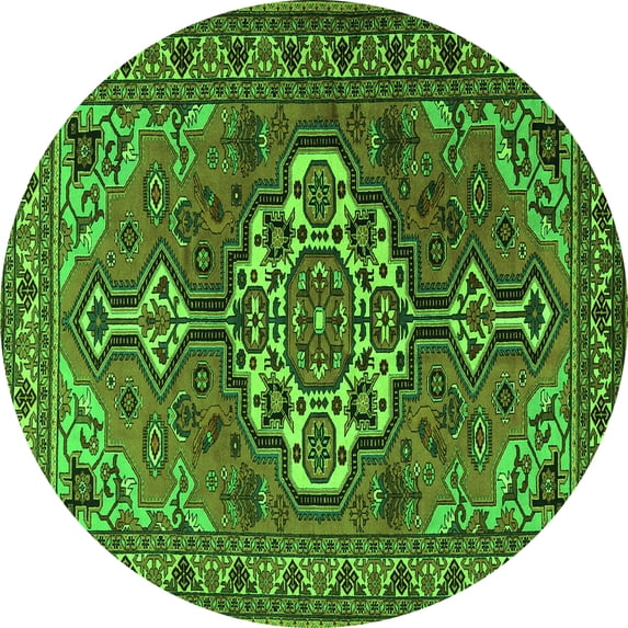 Ahgly Company Indoor Round Persian Green Traditional Area Rugs, 4' Round