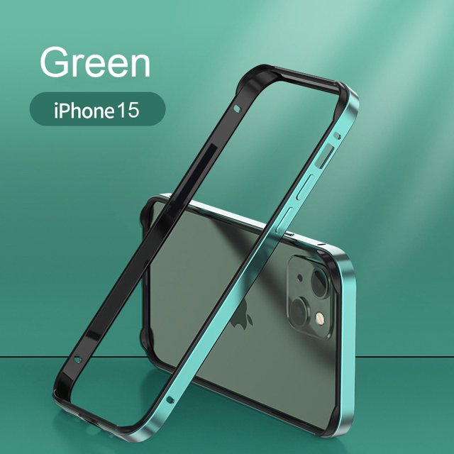 Hybrid Silicone Frame Aluminum Metal Phone Case For iPhone 15 14 13 12 Pro Max Better Heat Bumper Green For i12ProMax