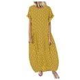 thumbnail image 1 of Kcodviy Robe Portefeuille d'Été Décontractée à Pois pour Femmes, Imprimé, Manches Courtes, Col Rond, Robe Maxi d'Été pour Femmes, 1 of 1