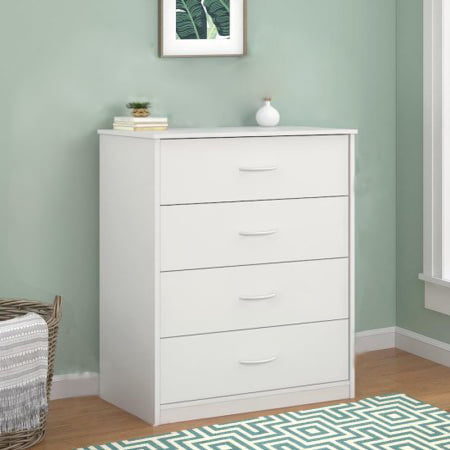US STOCK MDF Wood Simple 4-Drawer Dresser Bedside Cabinet Black 