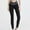 Black, variant on Womens V Crossover Leggings Soft Full Length Leggings High Waist Ankle Length Leggings Pants Tights Tummy Control Elastic Waist Yoga Pants Lifting Letter Print Workout Tights