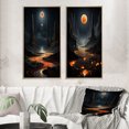 thumbnail image 1 of Designart "Blue and Orange Vibrant Color Contrast" Abstract Landscape Framed Wall Art Set Of 2 - Modern Blue Framed Canvas Set For Living Room Decor, 1 of 6