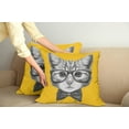 thumbnail image 3 of Ambesonne Animal Throw Pillow Cover 2 Pack, Hipster Kitten Cat, 18", Mustard Grey, 3 of 6