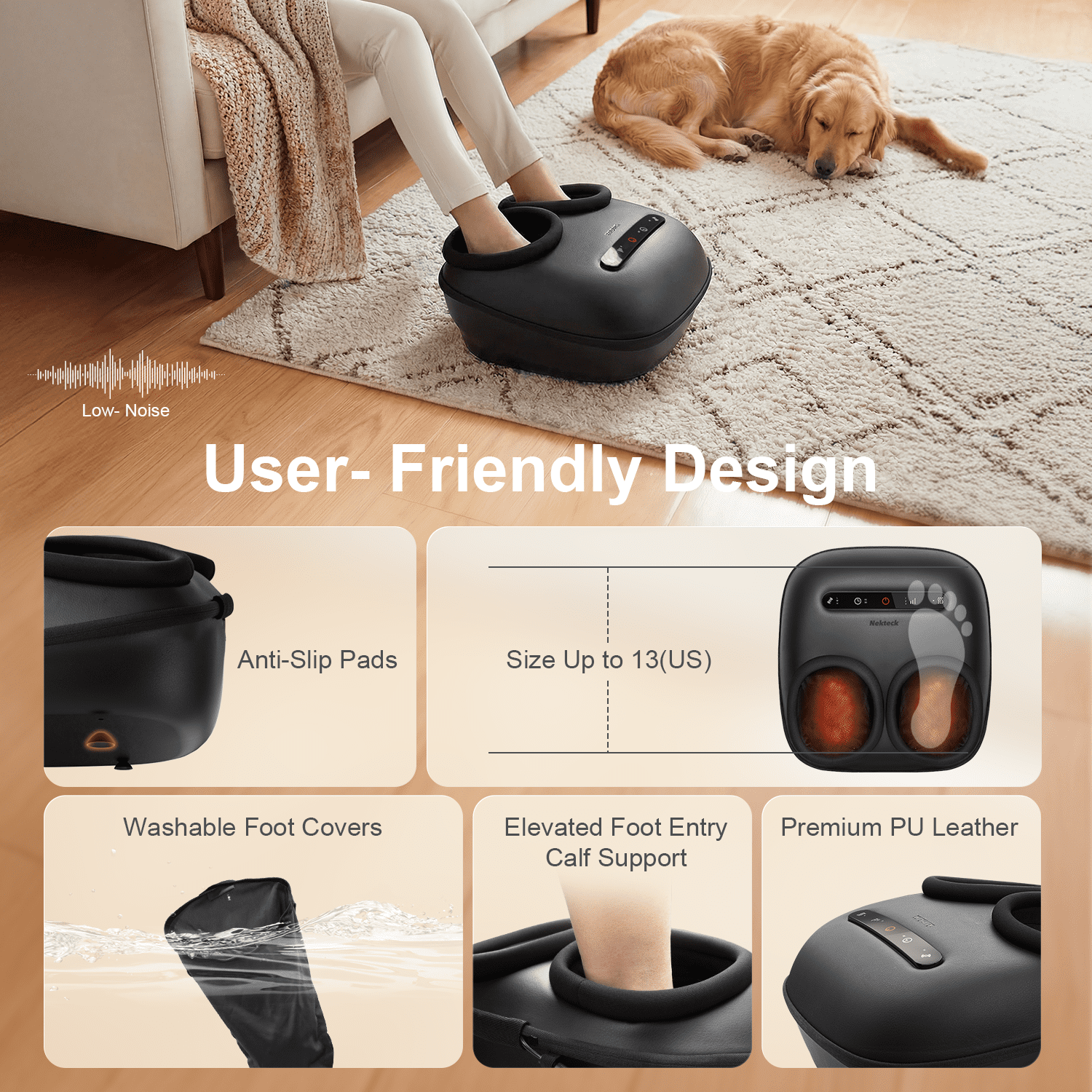 Nekteck Foot Massager with Heat, 2026 New Electric Shiatsu Foot Massage Machine for Your Feet Circulation, Plantar Fasciitis Relief & Neuropathy, 3 Intensity Levels, FSA Eligible Gifts for Men Women