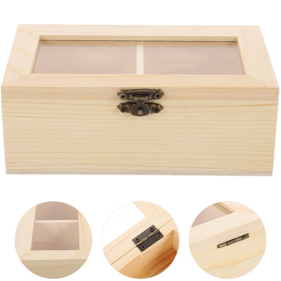 Homoyoyo Beige Wooden Tea Organizer with 2 Compartments, Smooth Countertop Storage Box for Kitchen or Office