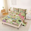 thumbnail image 2 of Homewish Chic Pet Dog Queen Sheets,Heart Floral Leopard Print Queen Sheet Sets,Green,4 Pieces,1 Flat Sheet, 1 Fitted Sheet and 2 Pillowcases, 2 of 6