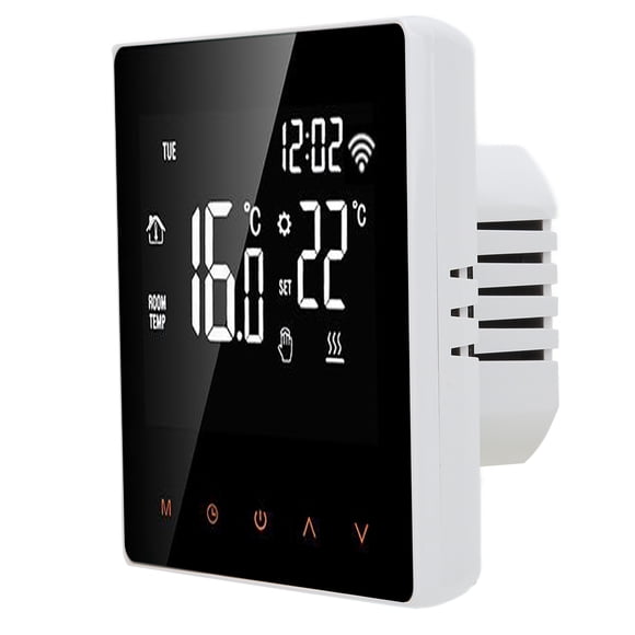 Thermostat, High Accuracy Temperature Controller Voice Control For Living Room For Home For Bedroom White Background Orange Button,White Background White Button,Orange Background