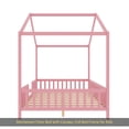 thumbnail image 3 of Montessori Floor Bed with Canopy, Full Bed Frame for Kids, House Shape Toddler Bed Frame with High Railings, Wood Kids Bed with Roof, Kid Full Bed, Pink, 3 of 9
