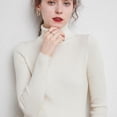 thumbnail image 3 of Suéter de mujer Otoño e Invierno Suéter de lana engrosado Cuello alto Jersey de barra de tiro Solapa corta Camisa de base de punto entallada, 3 of 6