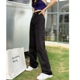 thumbnail image 5 of Pantalon Lin Femme Fashion Wide Leg Solid Color Jeans Summer High Waist Straight Dragging Loose Skinny Design Pants Clam Leggings No Waist Jean Outfit for Women Light Jean Jackets for Women W Black XL, 5 of 6