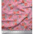 thumbnail image 1 of Soimoi Tissu Poly Georgette Imprimé Feuilles & Roses au Mètre 42 Pouces de Large, 1 of 3