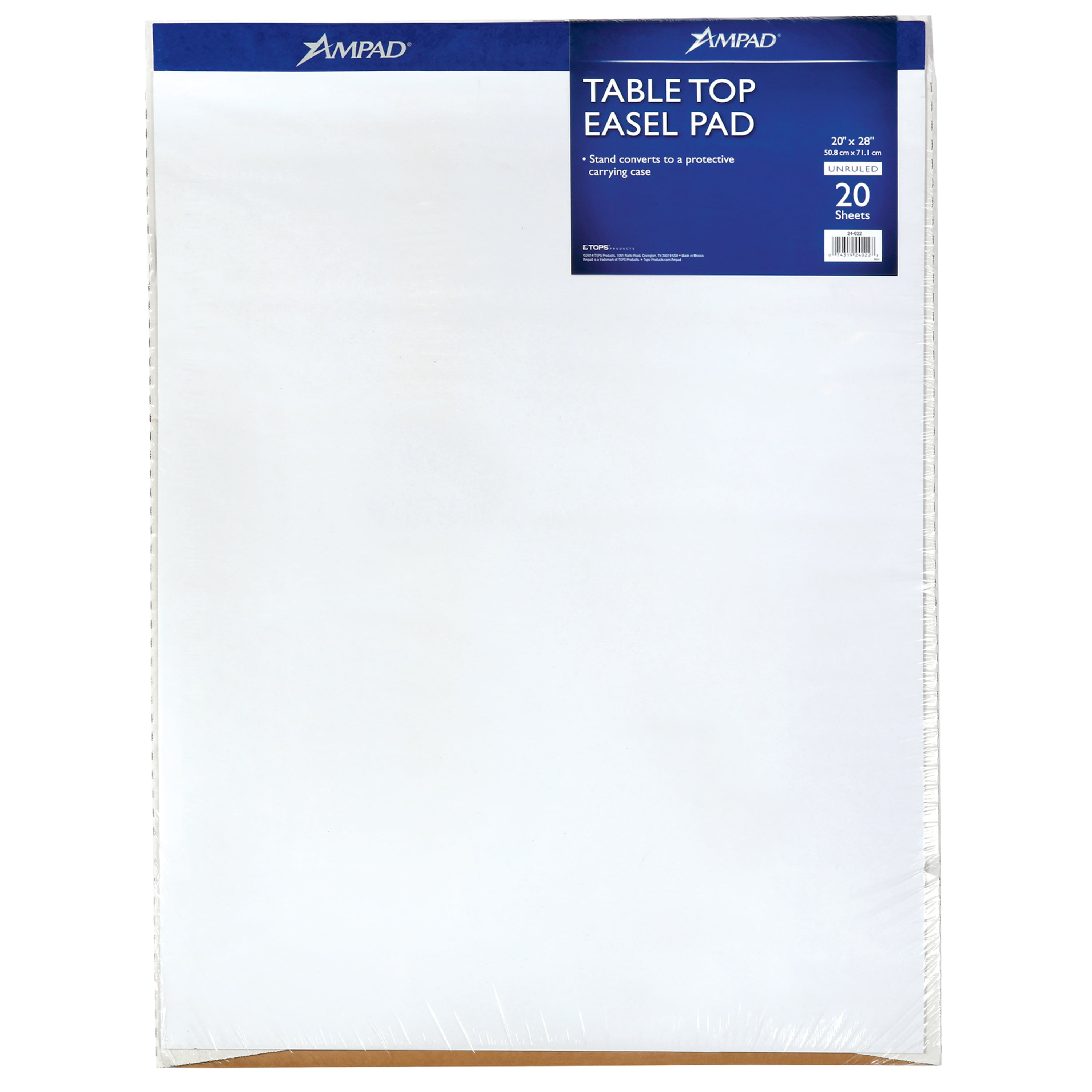Ampad Table Top Easel Pad, 20 x 28, Unruled, White, 20 Sheets, 24022