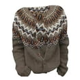 thumbnail image 4 of iHPH7 Fair Isle Sweater Women Fall Fashion Women Fall Clothes Soft Cardigans for Women Casual Outerwear Button Up Sweaters for Women Crew Neck Sweater for Women Coffee 4XL, 4 of 4