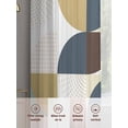 thumbnail image 7 of Brown Teal Beige Geometric Semi Sheer Curtains 108 Inch Length 2 Panels Set,Middle Century Modern Abstract Art Sheer Kitchen Curtain Privacy Window Curtain for Living Room Bedroom Rod Pocket Drapes, 7 of 7