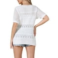 thumbnail image 3 of INSPIRE CHIC Crochet Tops for Women's Summer Sweater Lightweight Short Sleeve Pullover Knit Top S White, 3 of 6