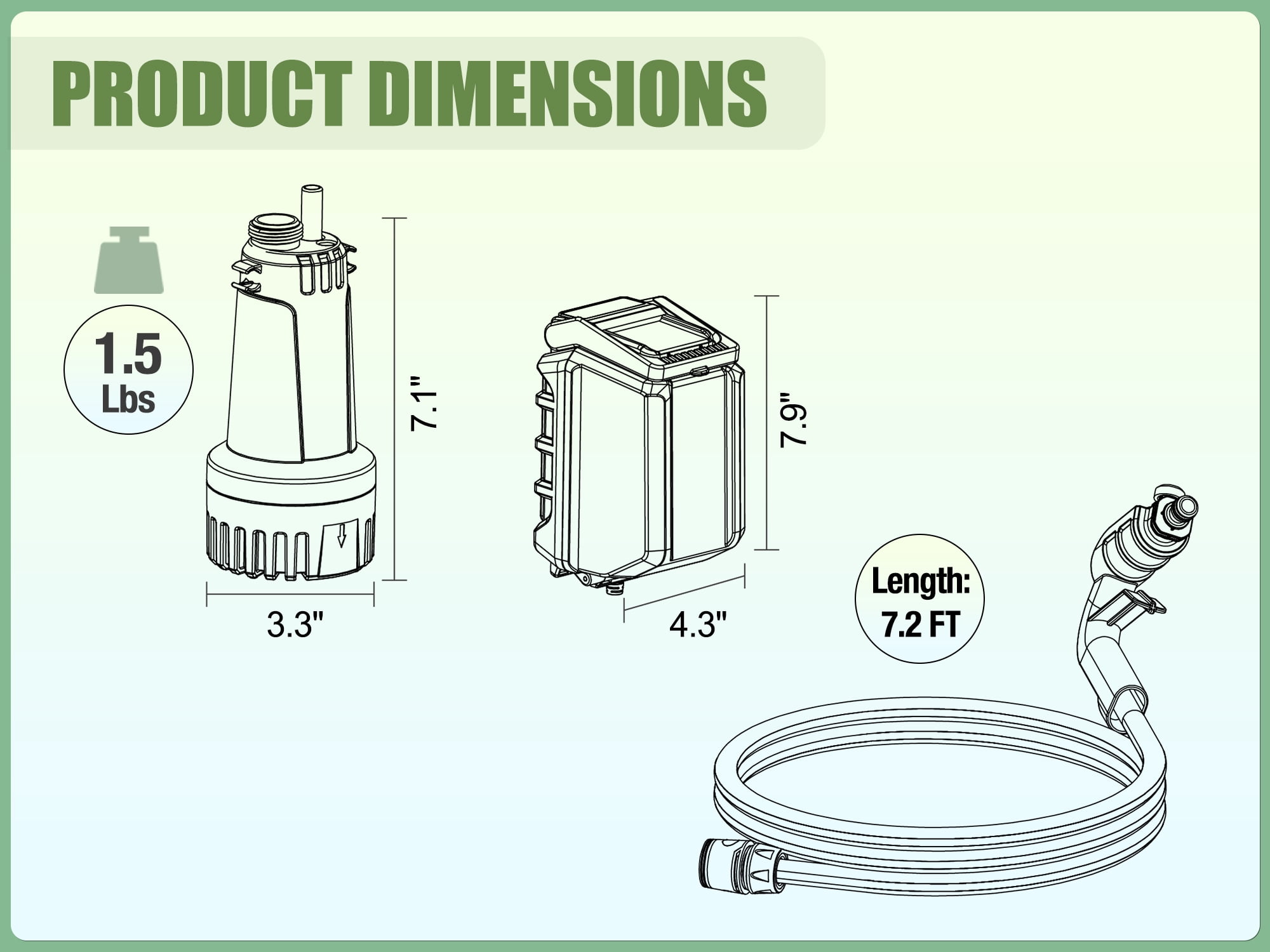 FLUENTPOWER Cordless Submersible Water Transfer Pump, 530GPH 2Bar(No Battery, no charger)