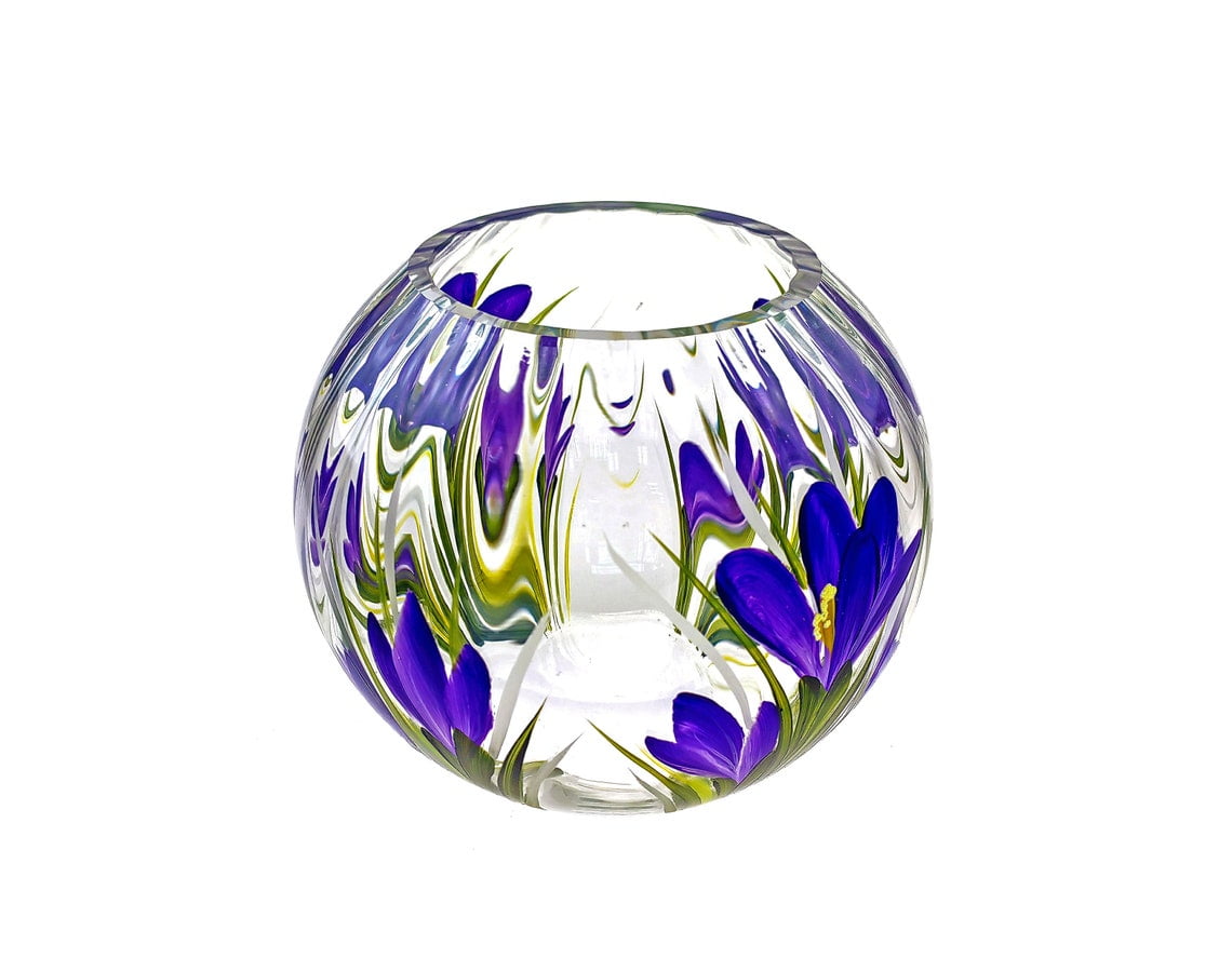 Victoria Bella 5578/180/CR 7.25"dia Glass BallVase "Crocus", Hand