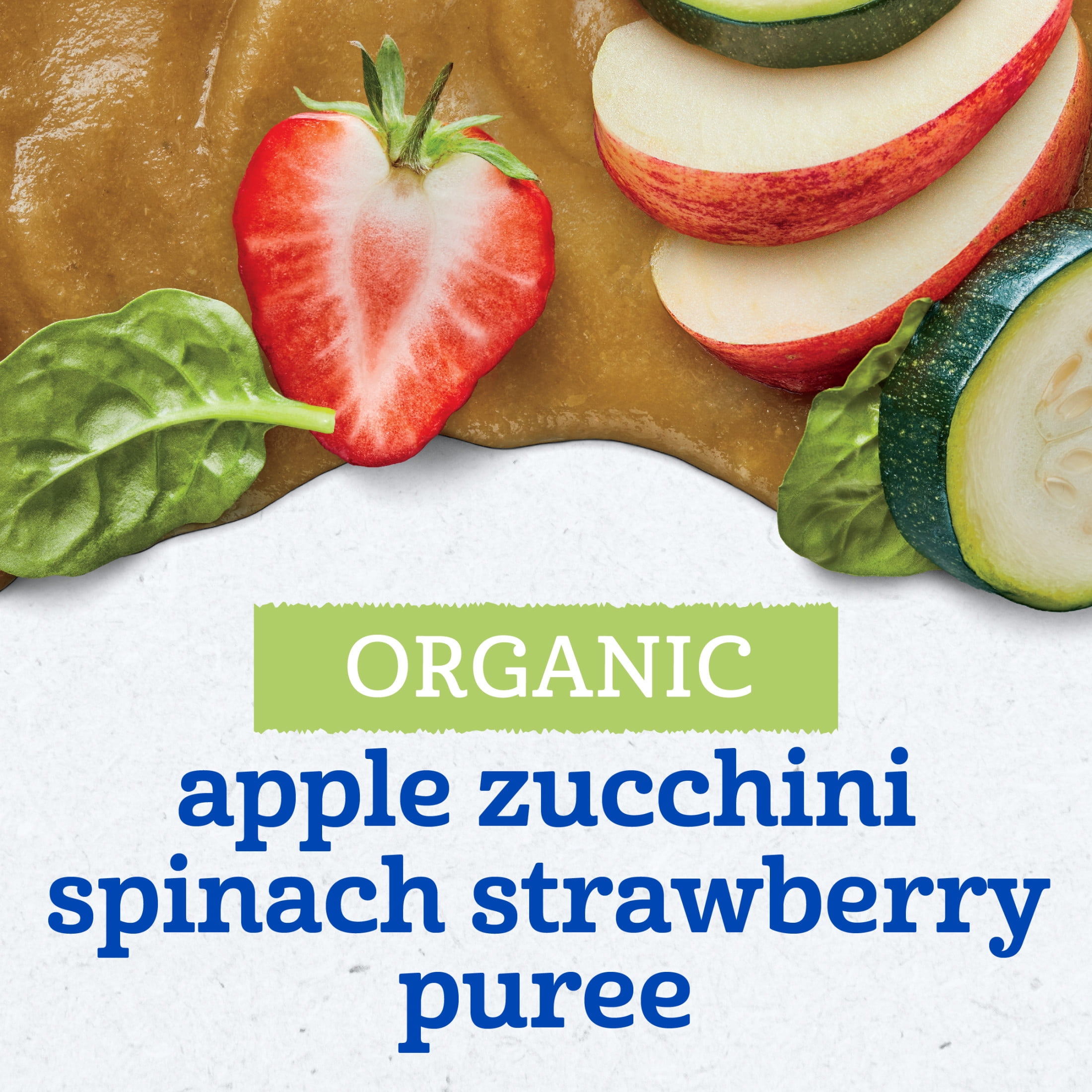 Gerber 2nd Foods Organic for Baby Baby Food, Apple Zucchini Spinach Strawberry, 3.5 oz Pouch (12 Pack)